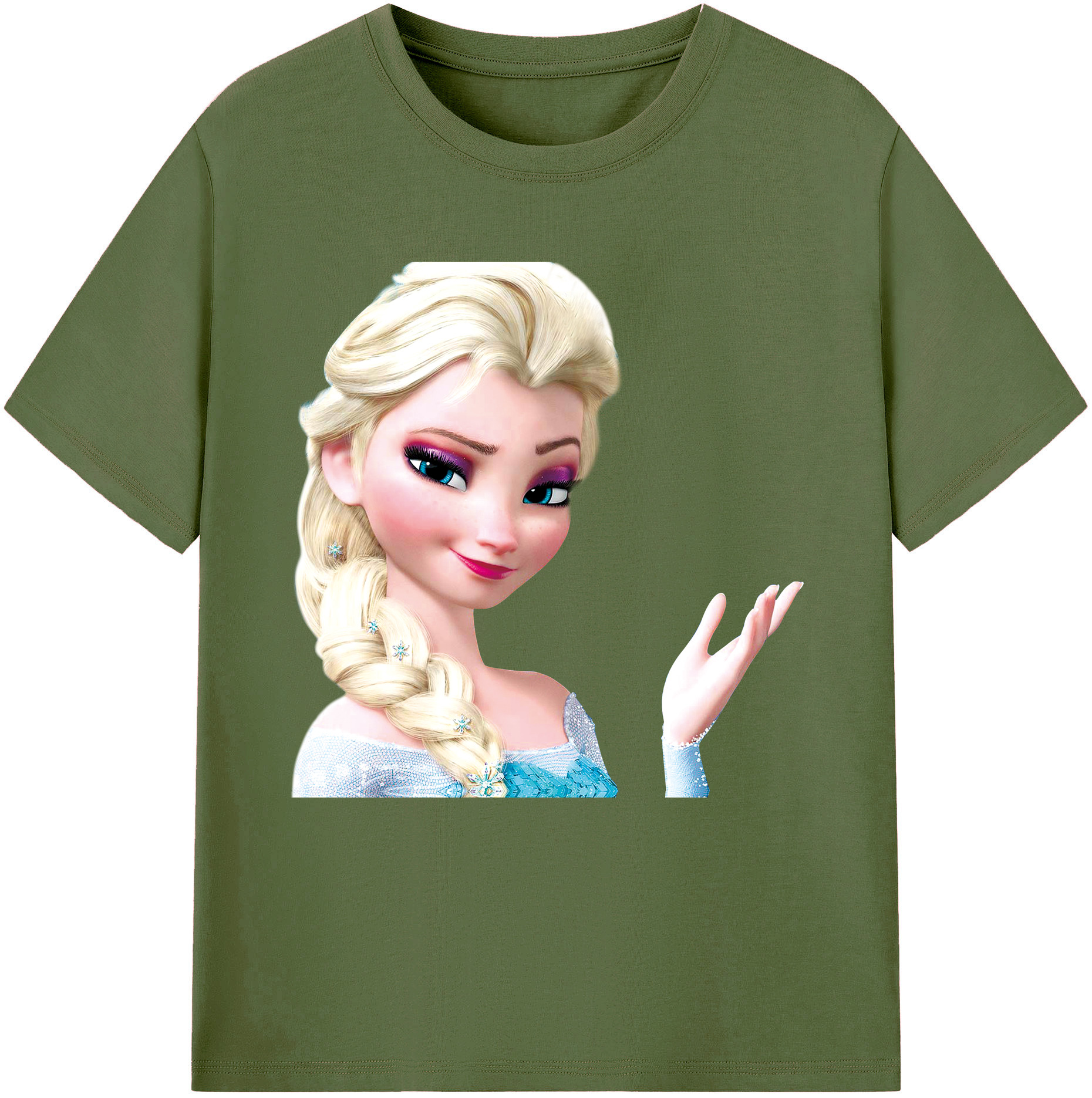 （画像用） アナと雪の女王 アンナ エルサ Frozen Anna Elsa 綿100％半袖Tシャツ（フロントプリント）
